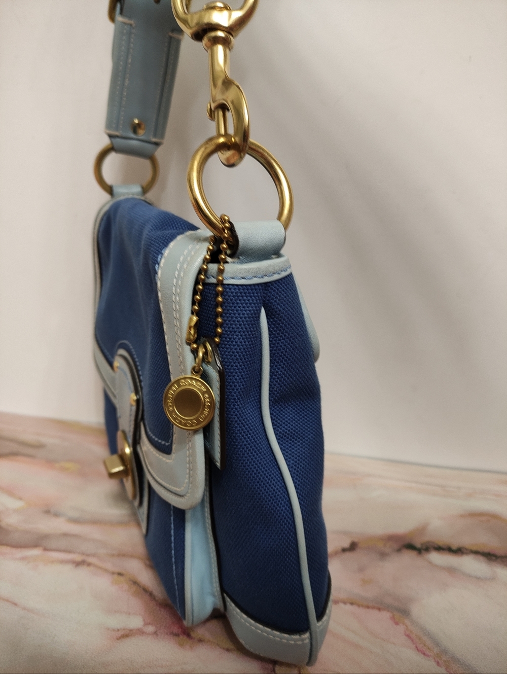 Vintage Coach 10828 65th Annv Legacy Ali Slim Flap Bag Blue - Picture 3 of 14